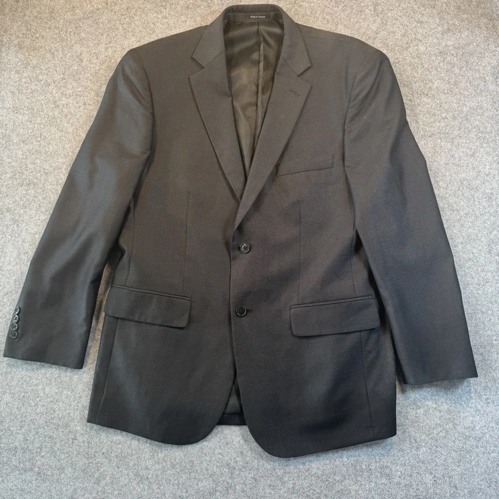 Blair Underwood BU 2-Piece Suit 43R 38W Black Micro Pattern Viscose Blend